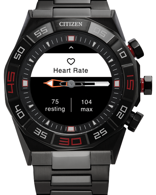 CZ Smart Hybrid Black Dial Stainless Steel Bracelet JX2005 55E CITIZEN